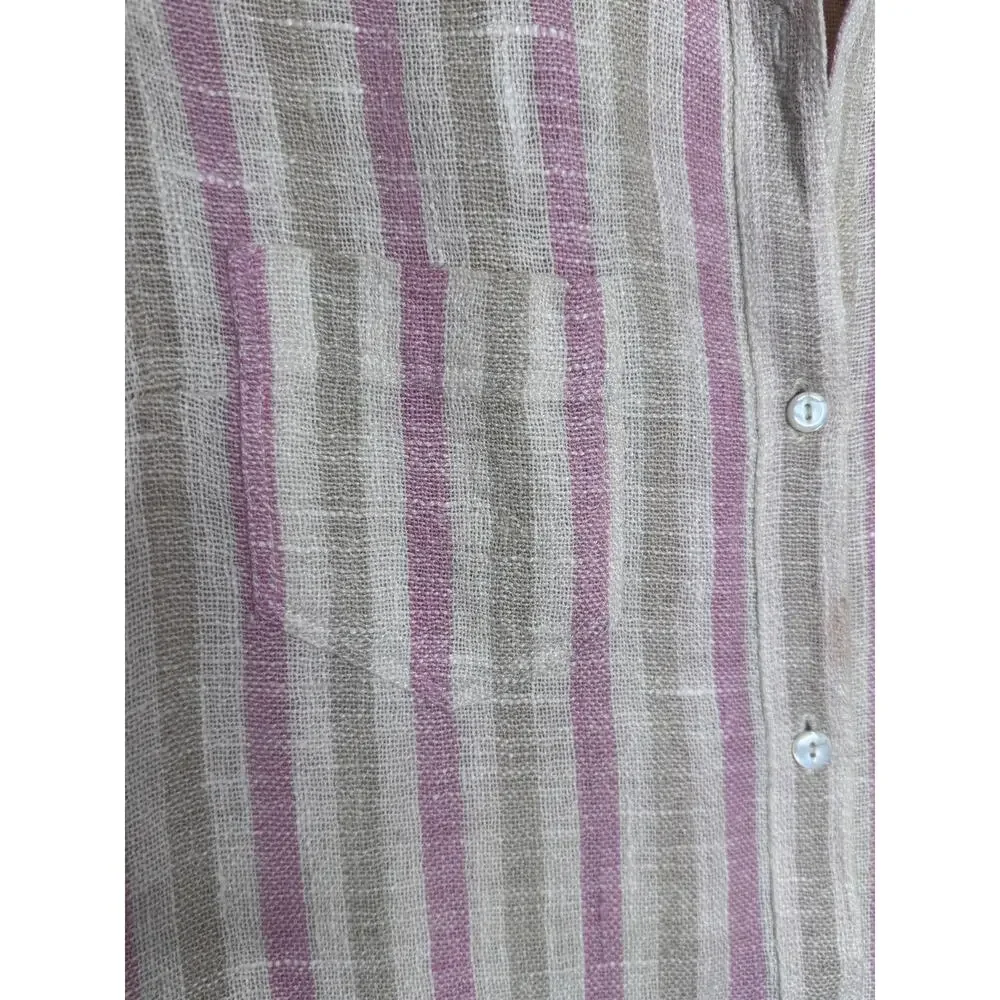 1970s Donal Davies Ireland Linen Wool Stripe Shirt Dress Size Small